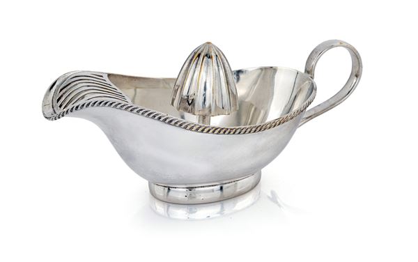 Spremiagrumi a navicella in metallo argentato 