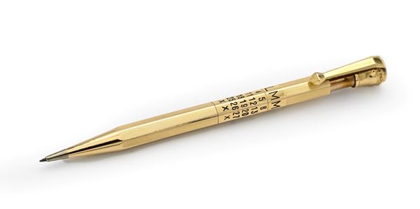Portamine con calendario vintage in metallo laminato in oro giallo 18 KT