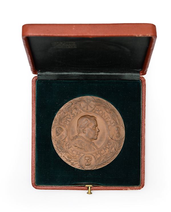 Medaglia in bronzo Pio X 1913- Opus Stabilimenti Stefano Johnson Milano