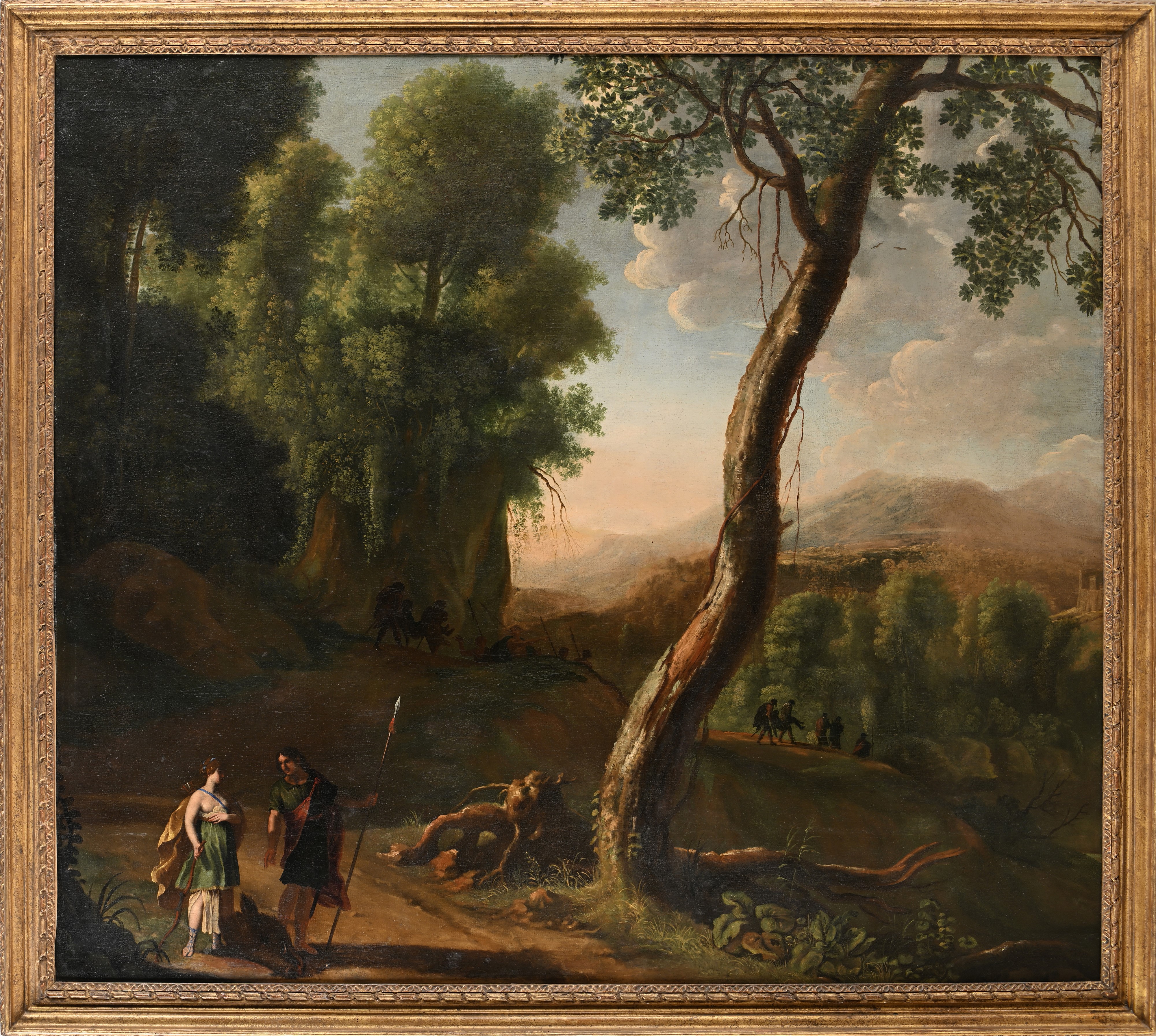 Herman Van Swanevelt - Paesaggio Boschivo con Meleagro che Mostra a Atlanta la Testa del Cinghial...