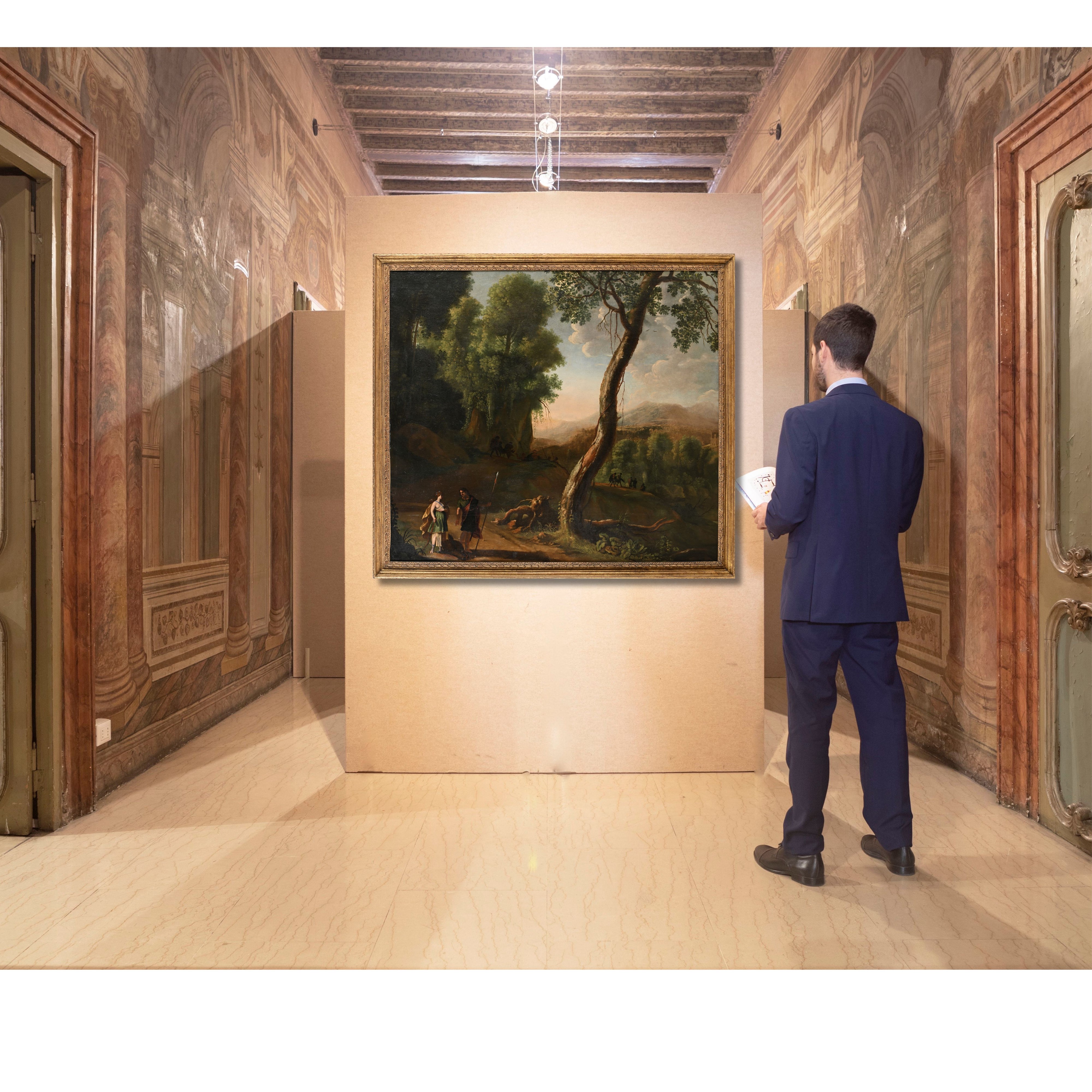Herman Van Swanevelt - Paesaggio Boschivo con Meleagro che Mostra a Atlanta la Testa del Cinghial...