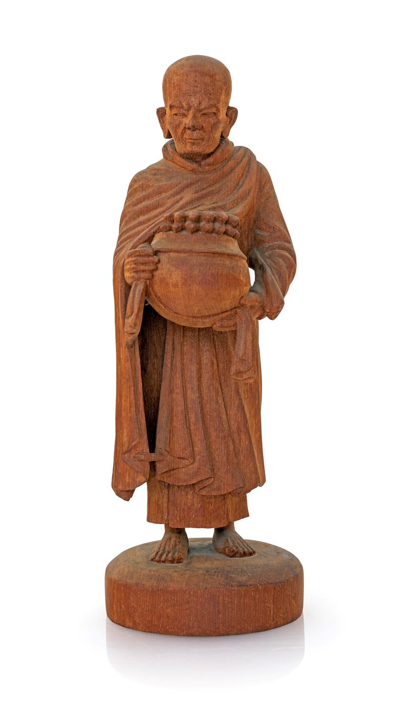 Scultura in Legno Raffigurante un Monaco, Thailandia (?)