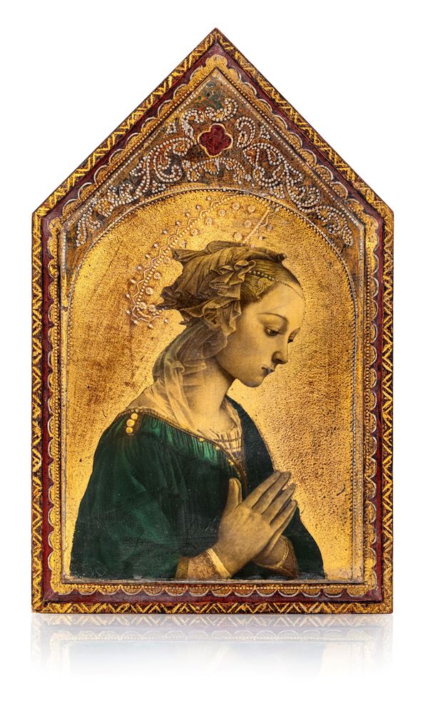 Icona stile gotico in legno raffigurante Madonna da Filippo Lippi