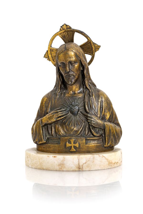 Busto in bronzo raffigurante Sacro cuore di Gesù