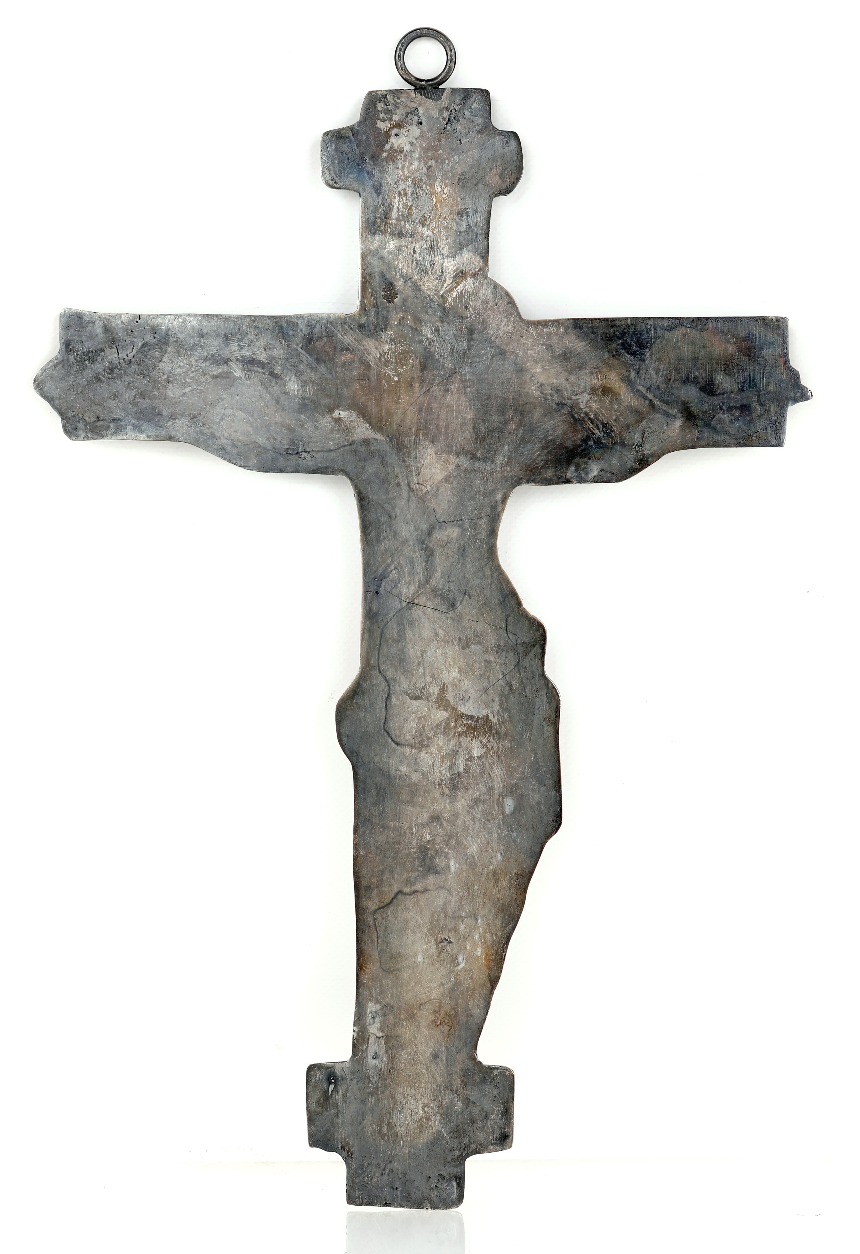 Crocifisso da Muro in Metallo Argentato e Patinato