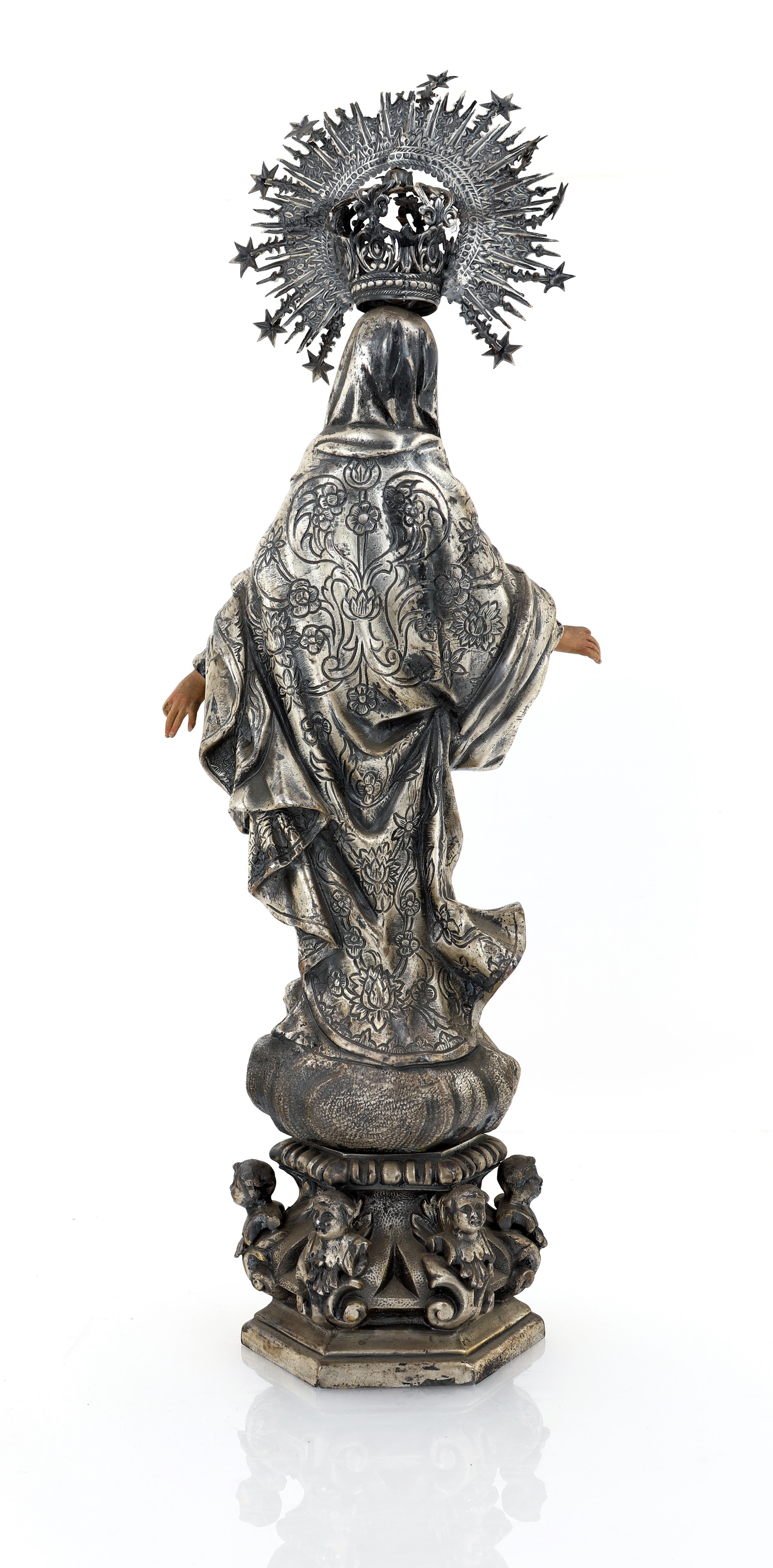 Vergine Immacolata in Metallo Patinato e Dipinto