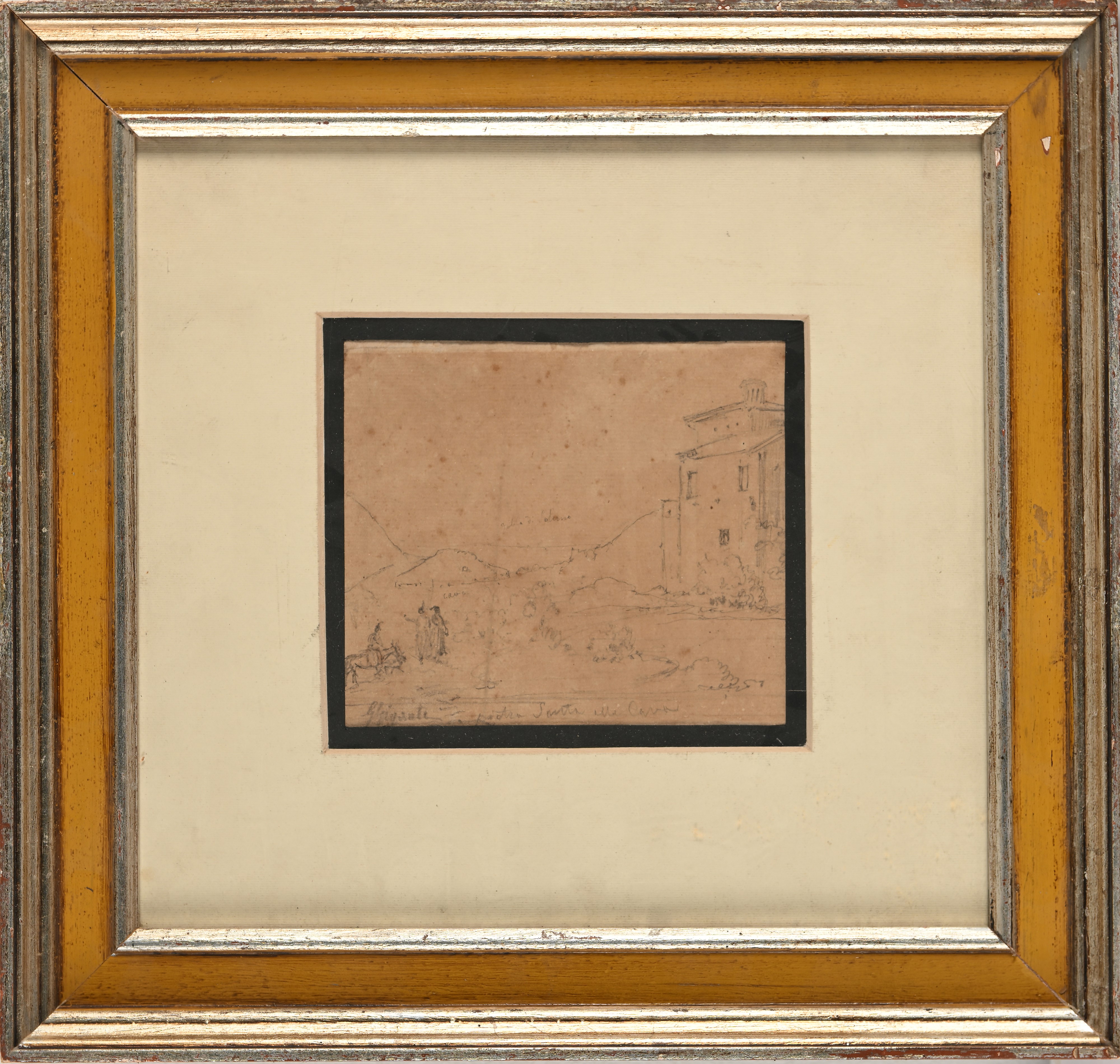 Giacinto Gigante - Paesaggio con Figure; al Verso Studio di Architetture