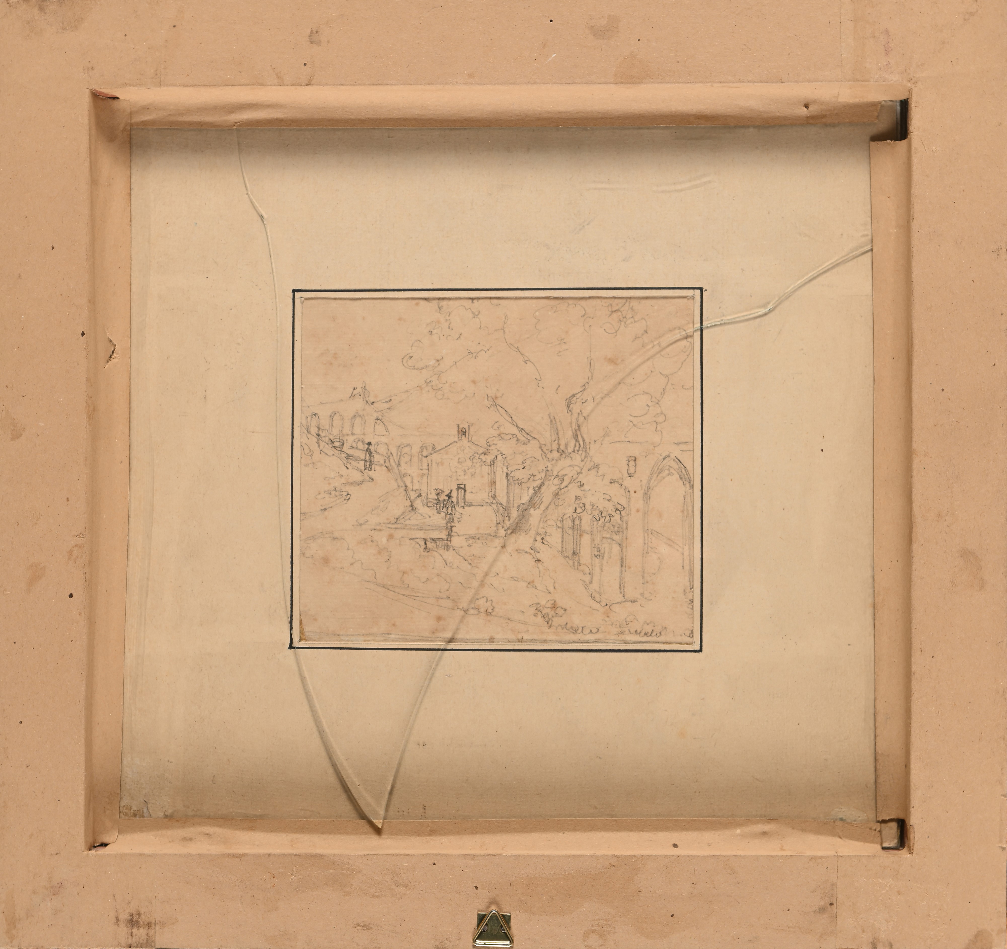 Giacinto Gigante - Paesaggio con Figure; al Verso Studio di Architetture