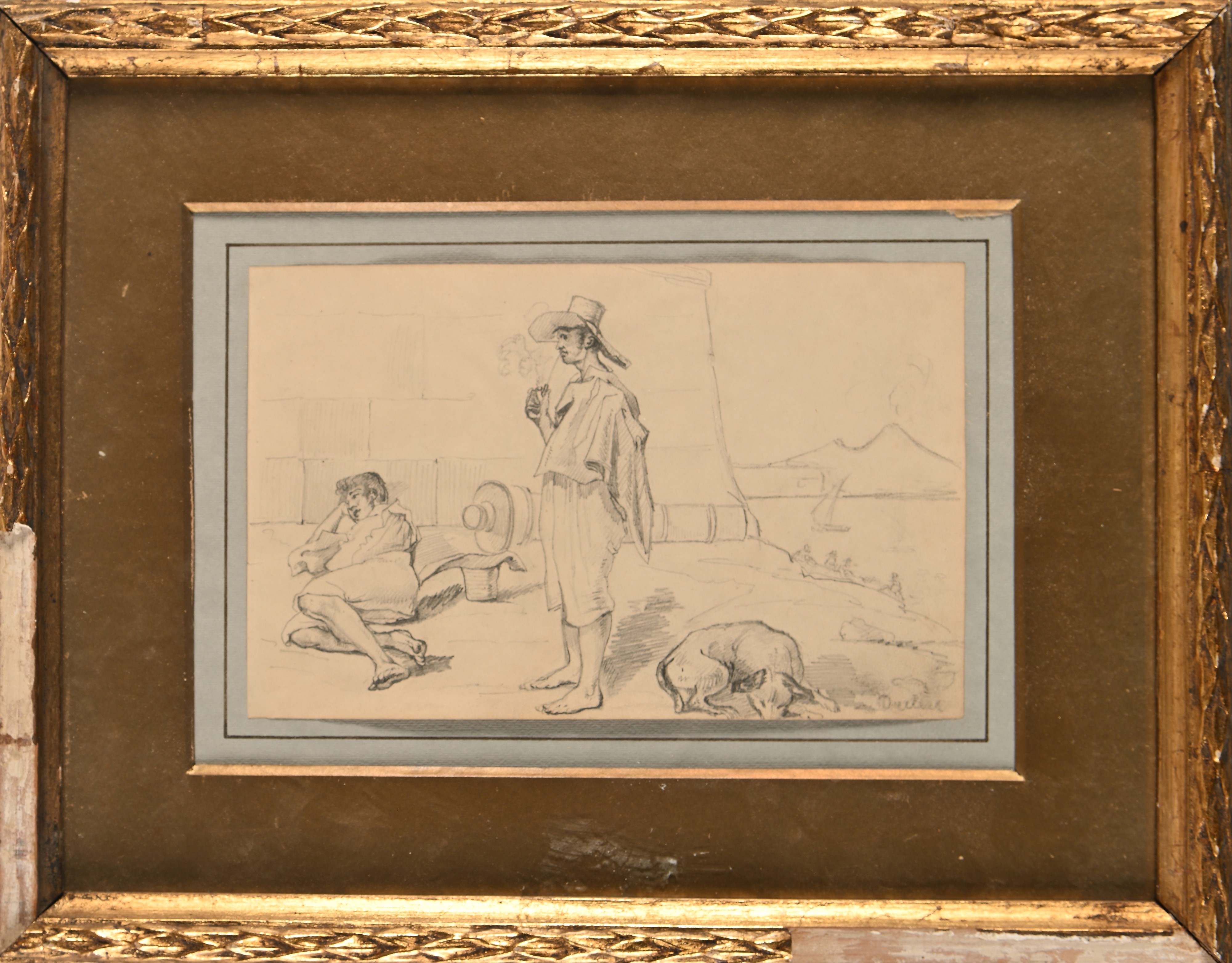Teodoro Duclère - Figure sullo Sfondo del Golfo di Napoli