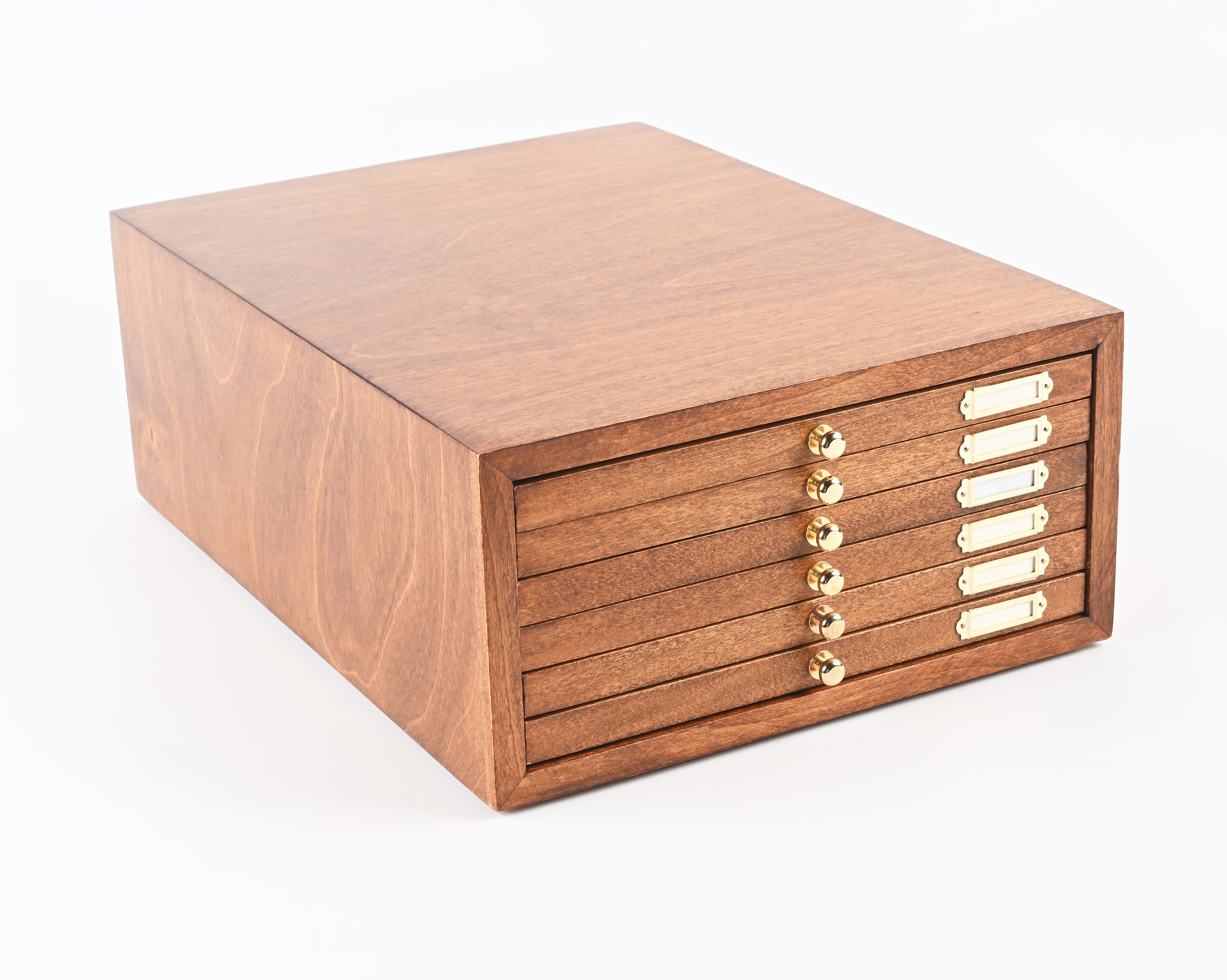 Piccola Cassettiera in Legno con 6 Cassetti Pieni di Scomparti Portamonete Rivestiti di Velluto