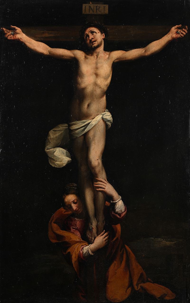 Pittore del XVIII Secolo - Cristo in Croce con la Maddalena
