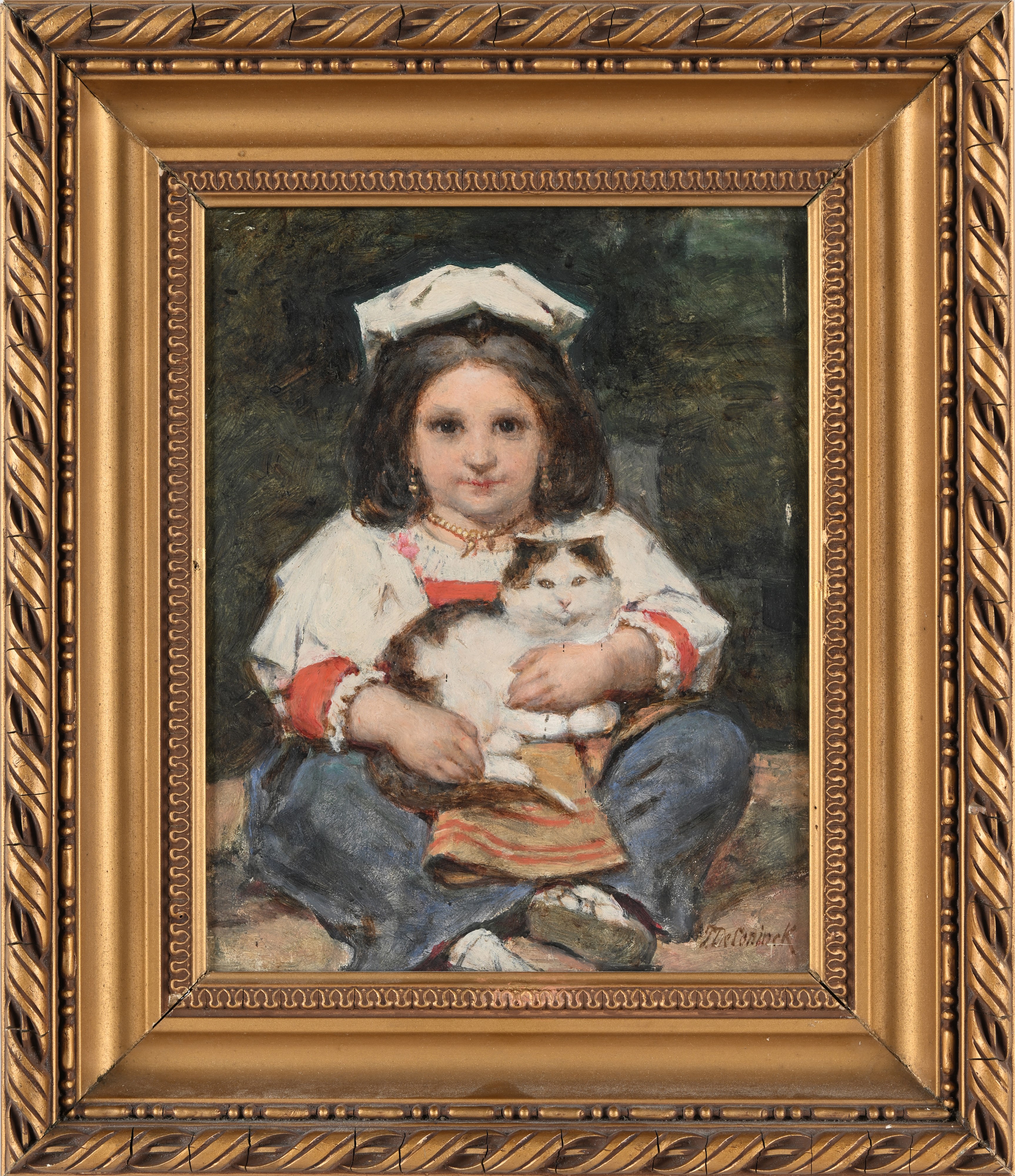 Pierre Louis Joseph De Coninck - Bambina con Gatto