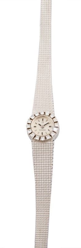 Orologio Omega Donna in Oro Bianco con Brillanti 32/32 Bacciale Tessuto