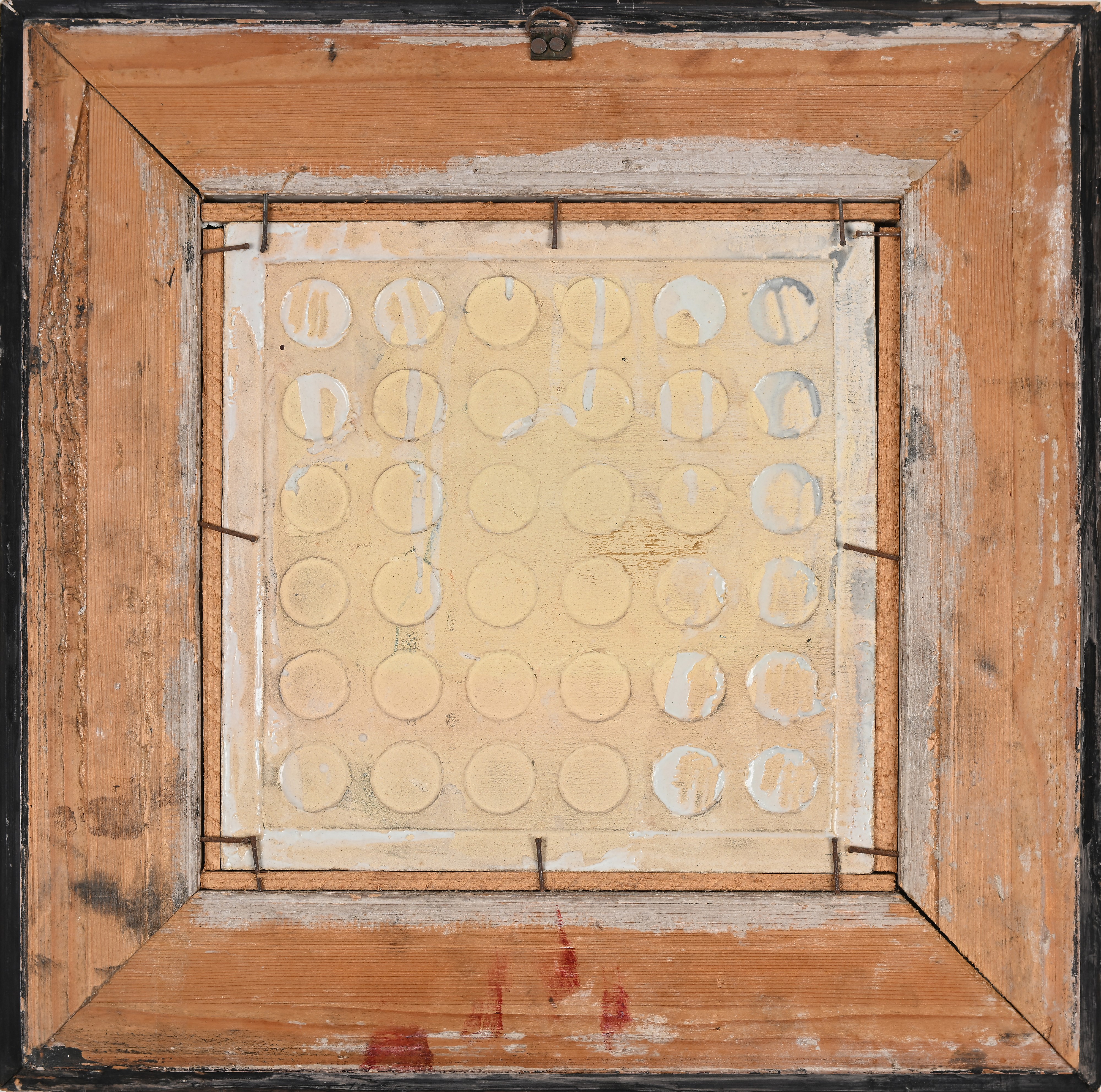 Mattonella quadrangolare in ceramica policroma, manifattura di Bontempo, Castelli, XX secolo