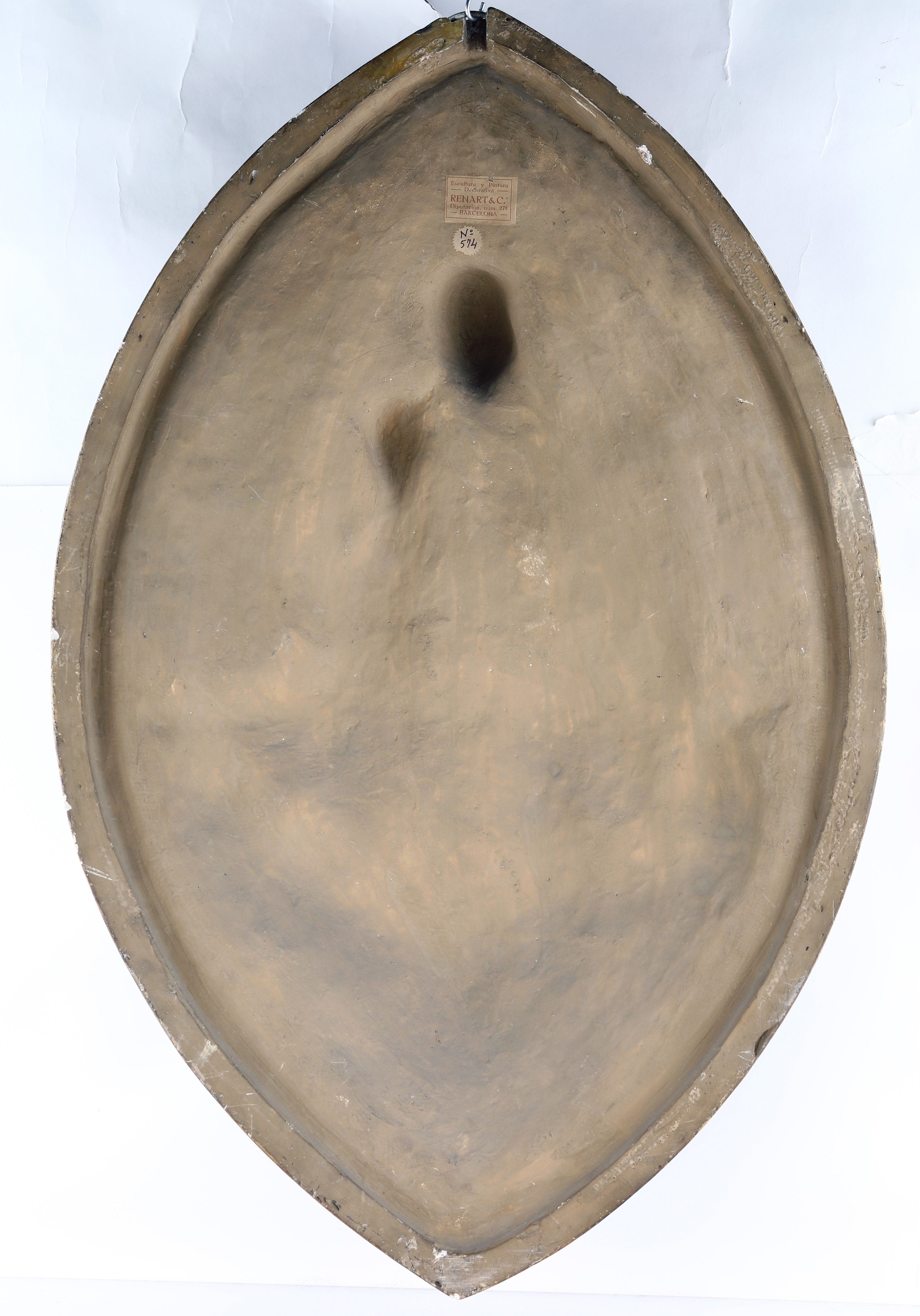 Altorilievo in Stucco Policromo e Dorato di Forma Ellittica Raffigurante Madonna Col Bambino e Ch...