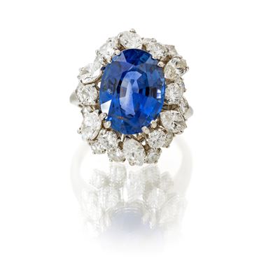 Anello in Oro, Zaffiro e Brillanti