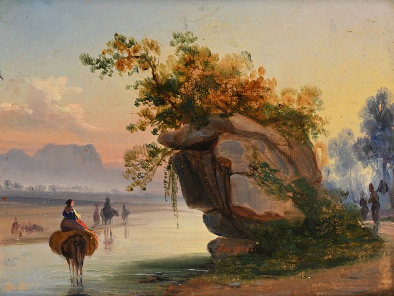 Nicola Palizzi - Paesaggio con Figura a Cavallo