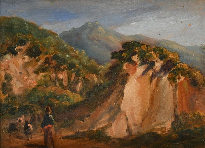 Anton Sminck Pitloo - Paesaggio con Figure