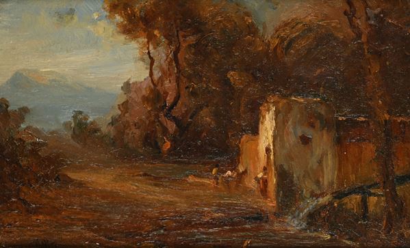 Anton Sminck Pitloo - Paesaggio con figure