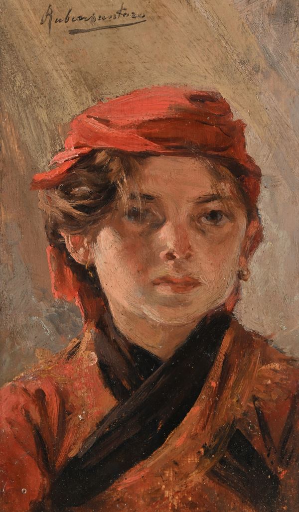 Rubens Santoro - Ritratto di fanciulla in rosso