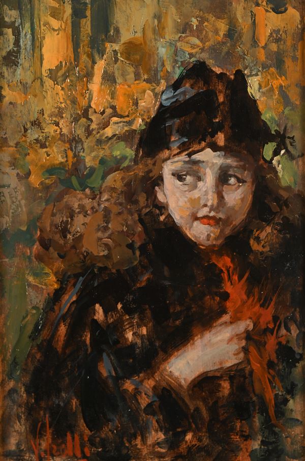 Vincenzo Irolli - Ritratto di fanciulla con cappello nero