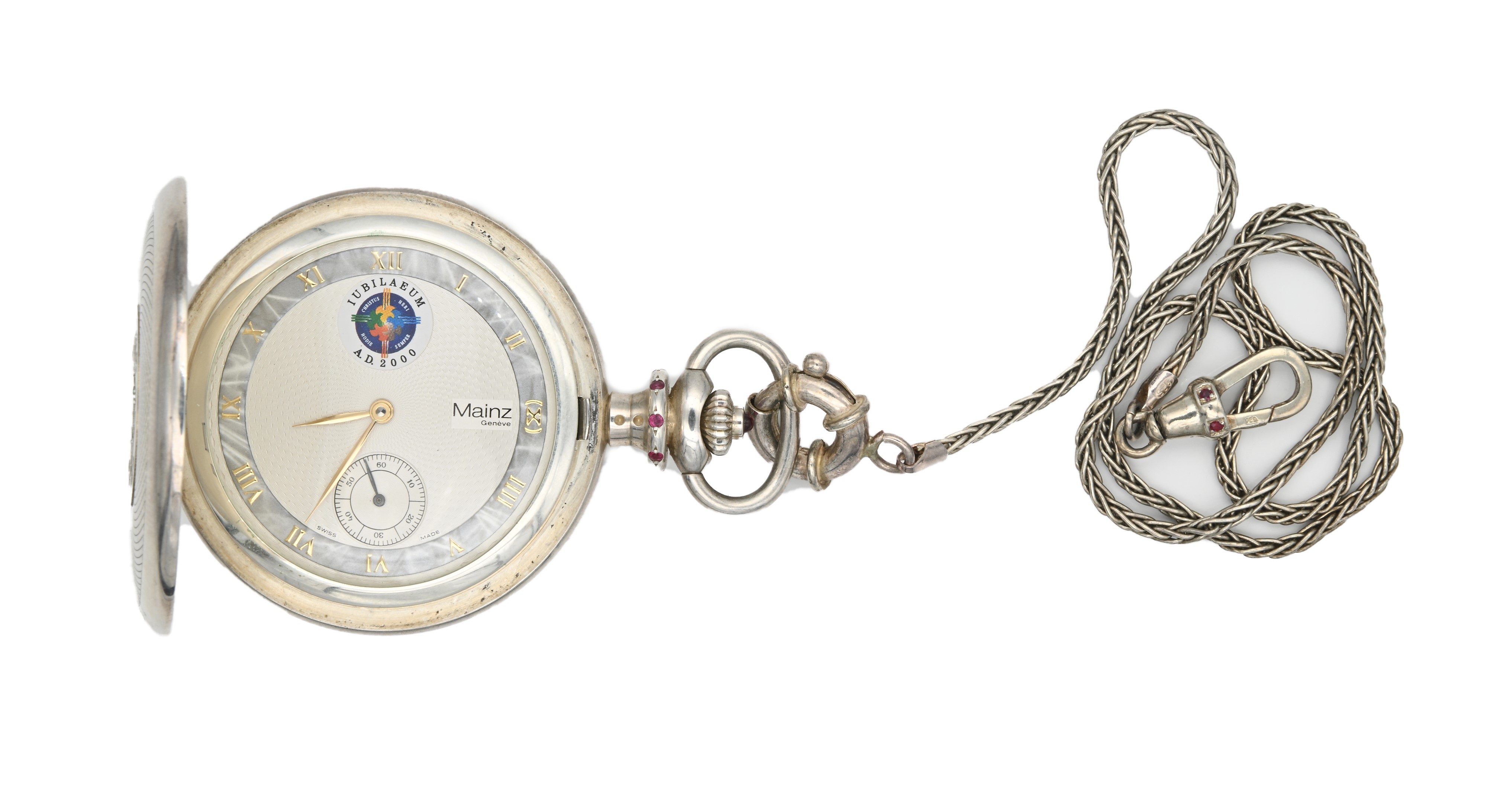 Mainz Geneve Jubilaeum Classic - Orologio da Tasca Savonette Remontoir in Argento 925/000 con Rub...
