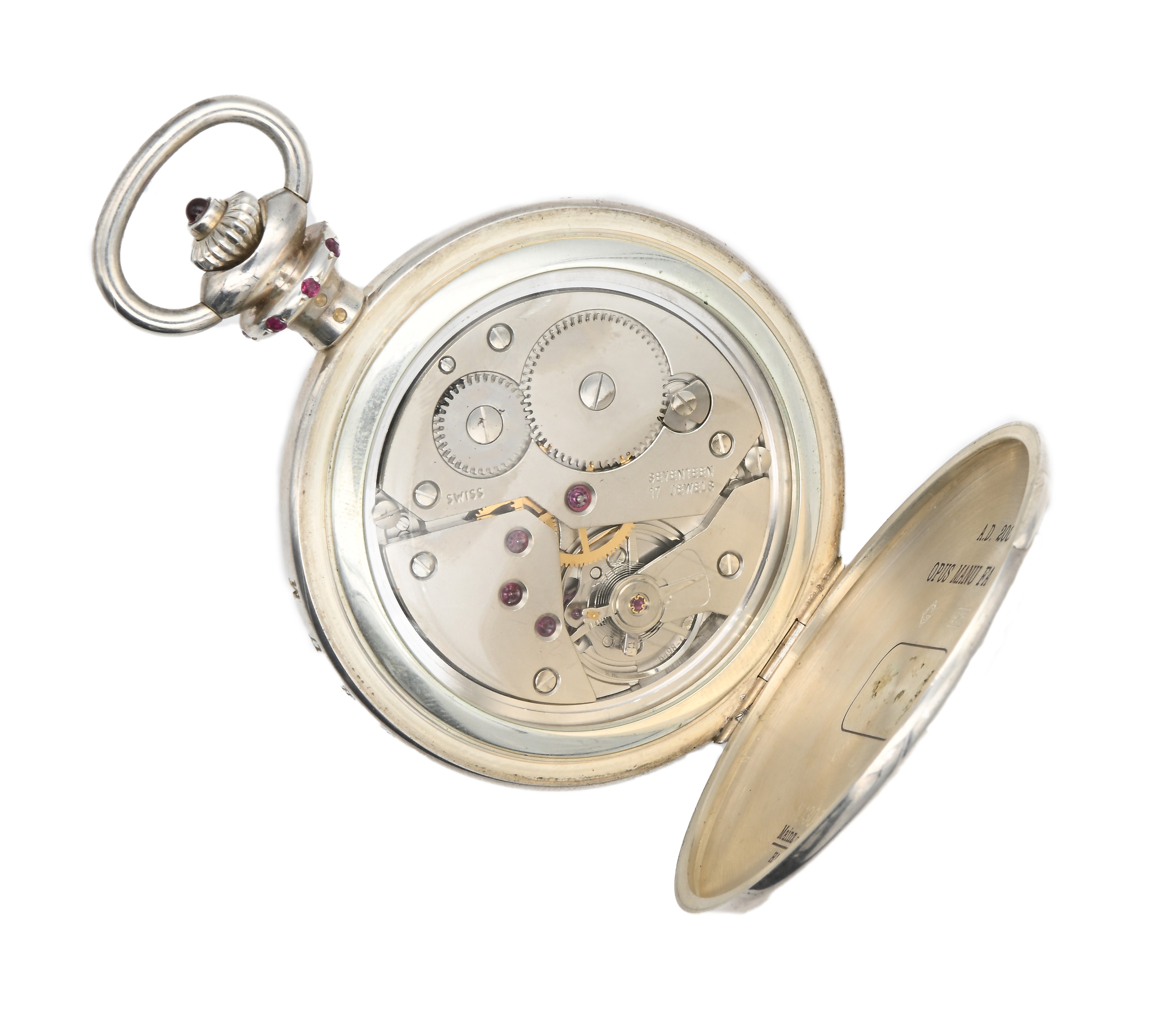 Mainz Geneve Jubilaeum Classic - Orologio da Tasca Savonette Remontoir in Argento 925/000 con Rub...
