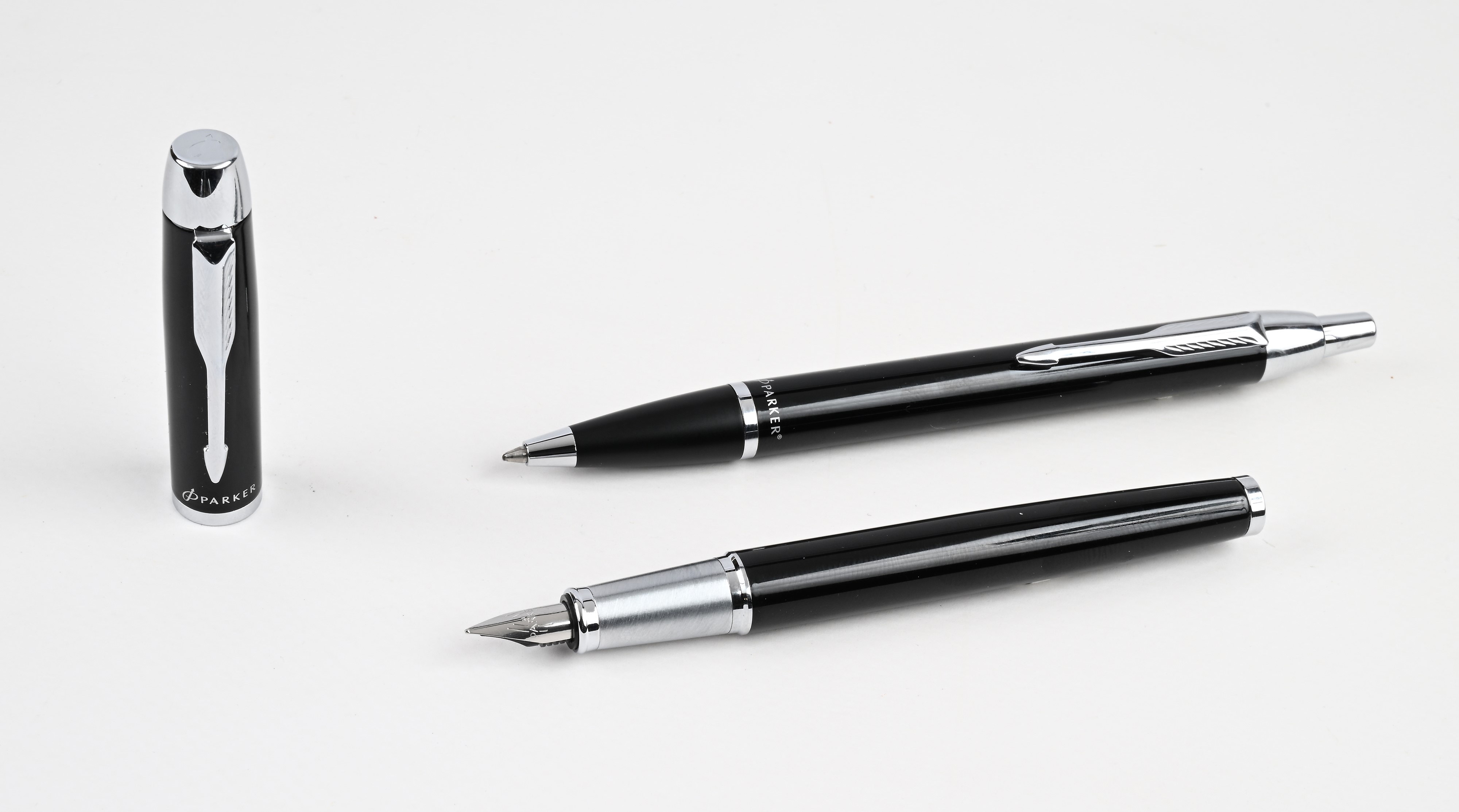 Parker Im Black Lacquer Ct - Penna Stilografica, Penna a Sfera in Resina con Particolari Acciaio ...