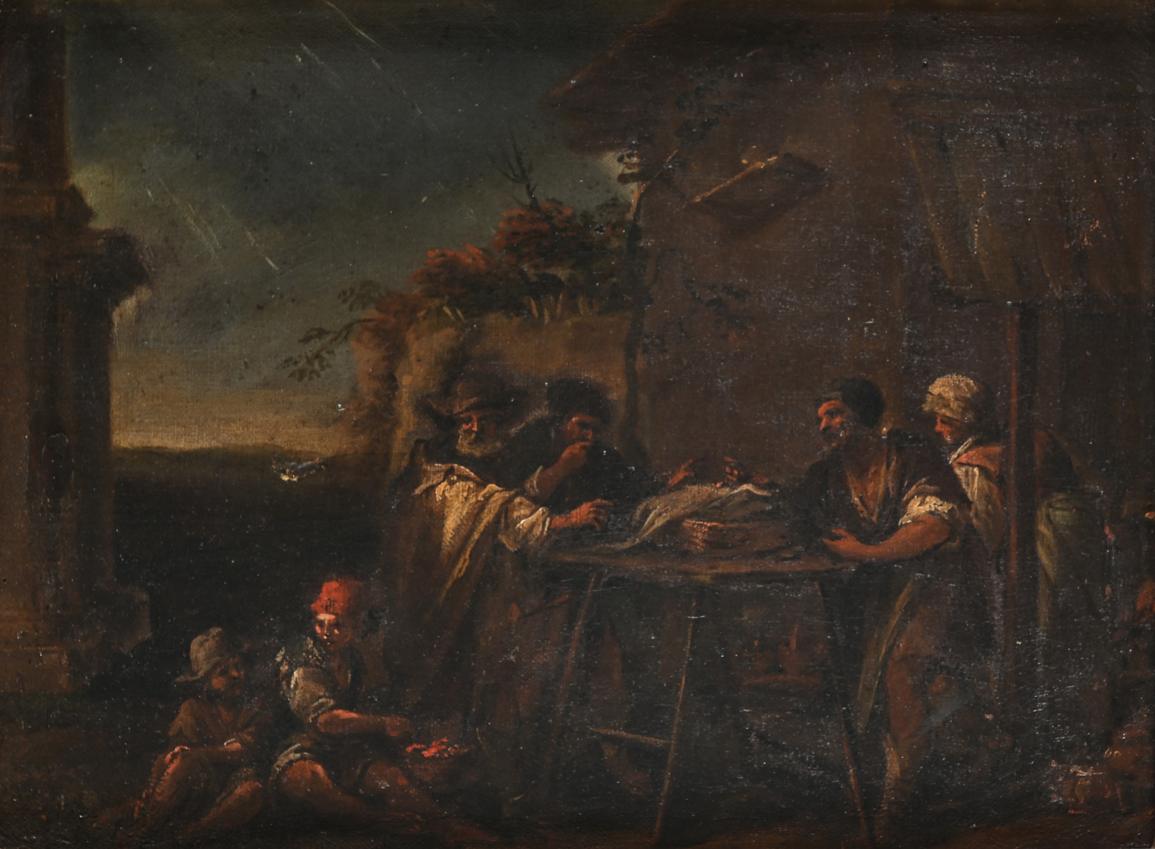 Sosta dei viandanti nella campagna romana