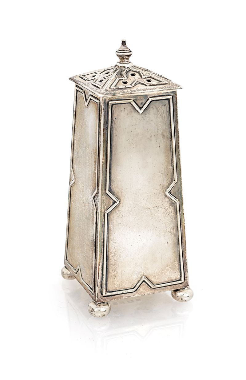 Raro Spargizucchero in Argento a Pianta Squadrata, Birmingham 1924