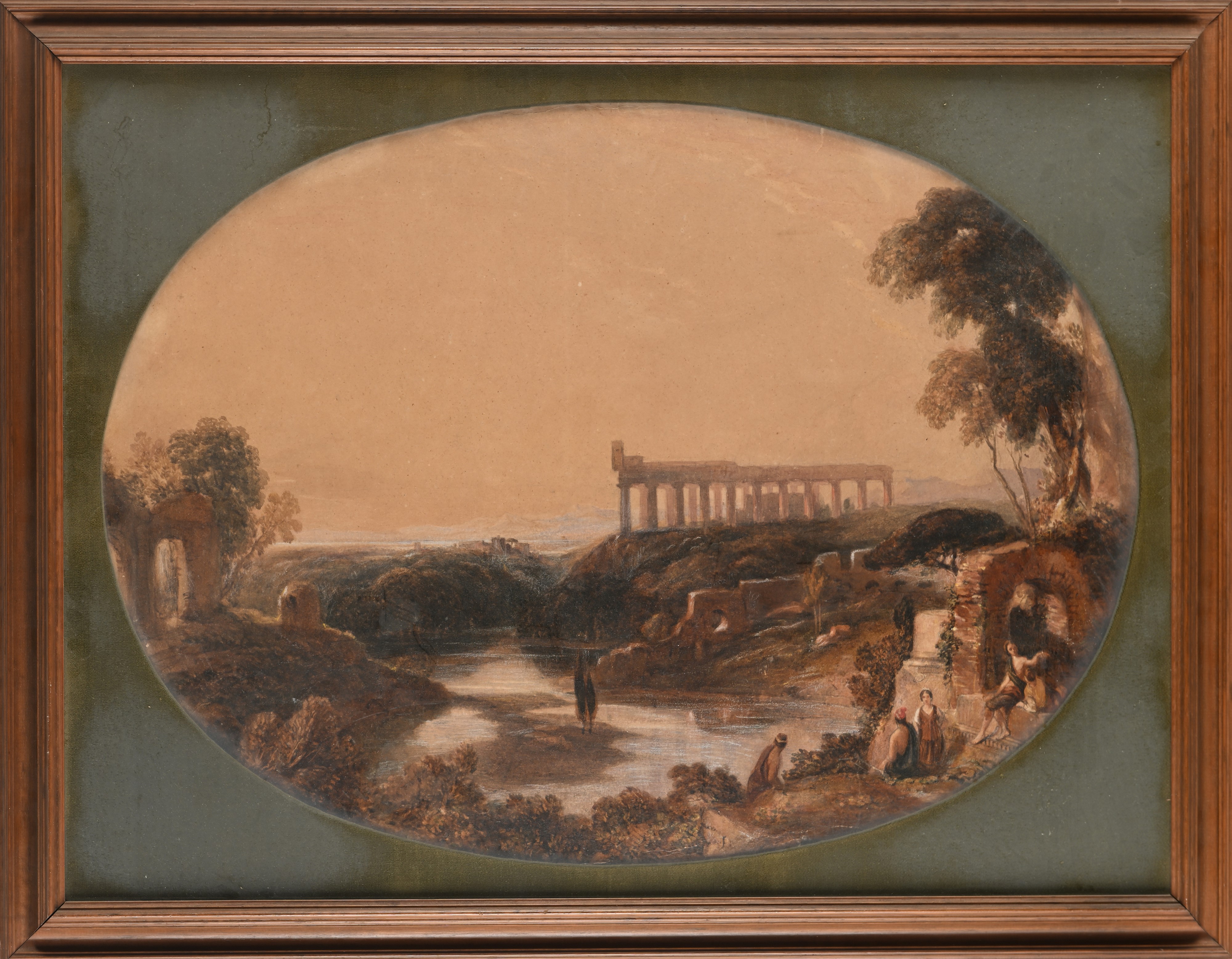 Paesaggio fluviale con tempio classico