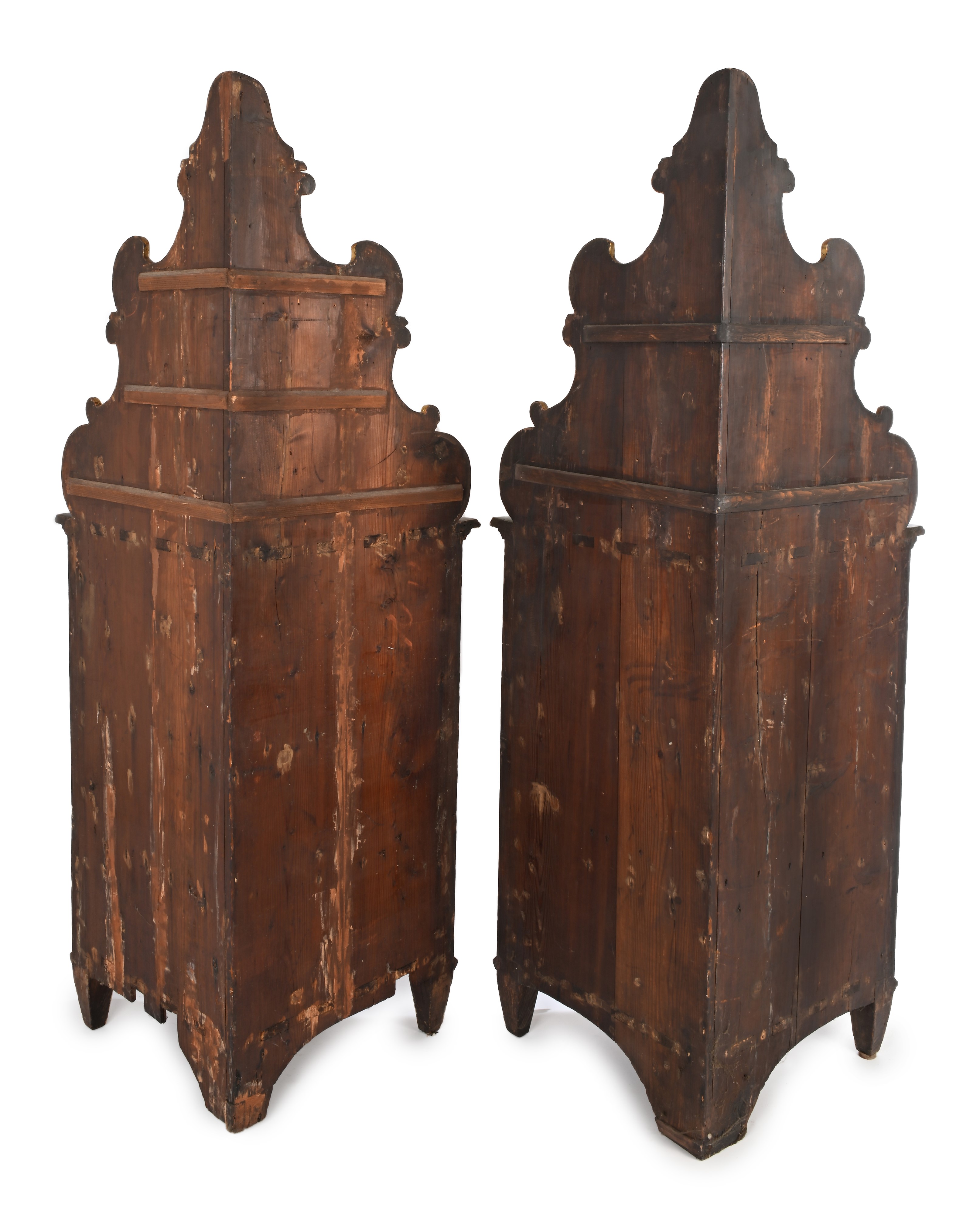 Coppia di Angoliere con Alzata in Legno Laccato, XIX Secolo