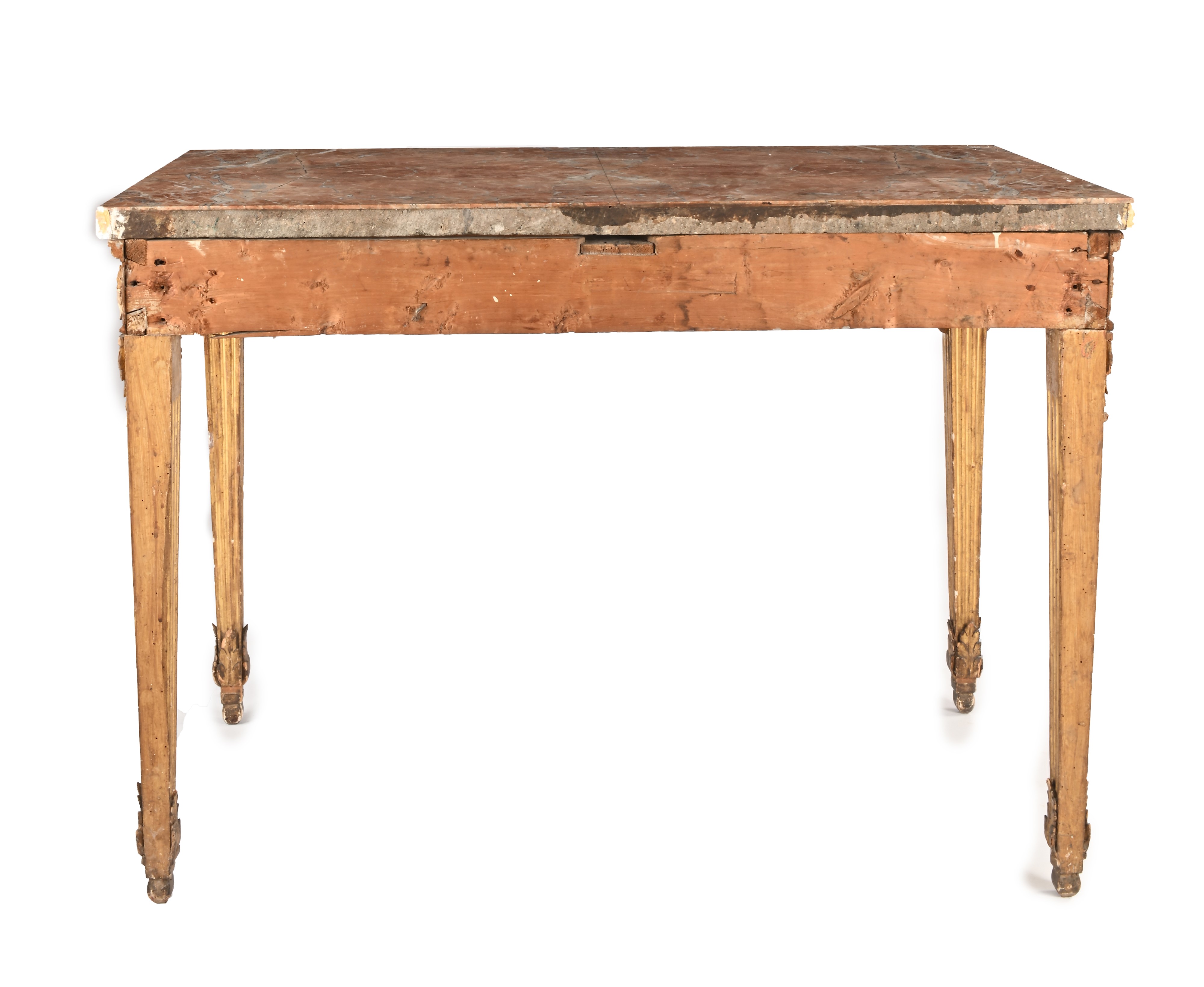 Console in Legno Dorato e Piano in Marmo, Fine del XVIII Secolo
