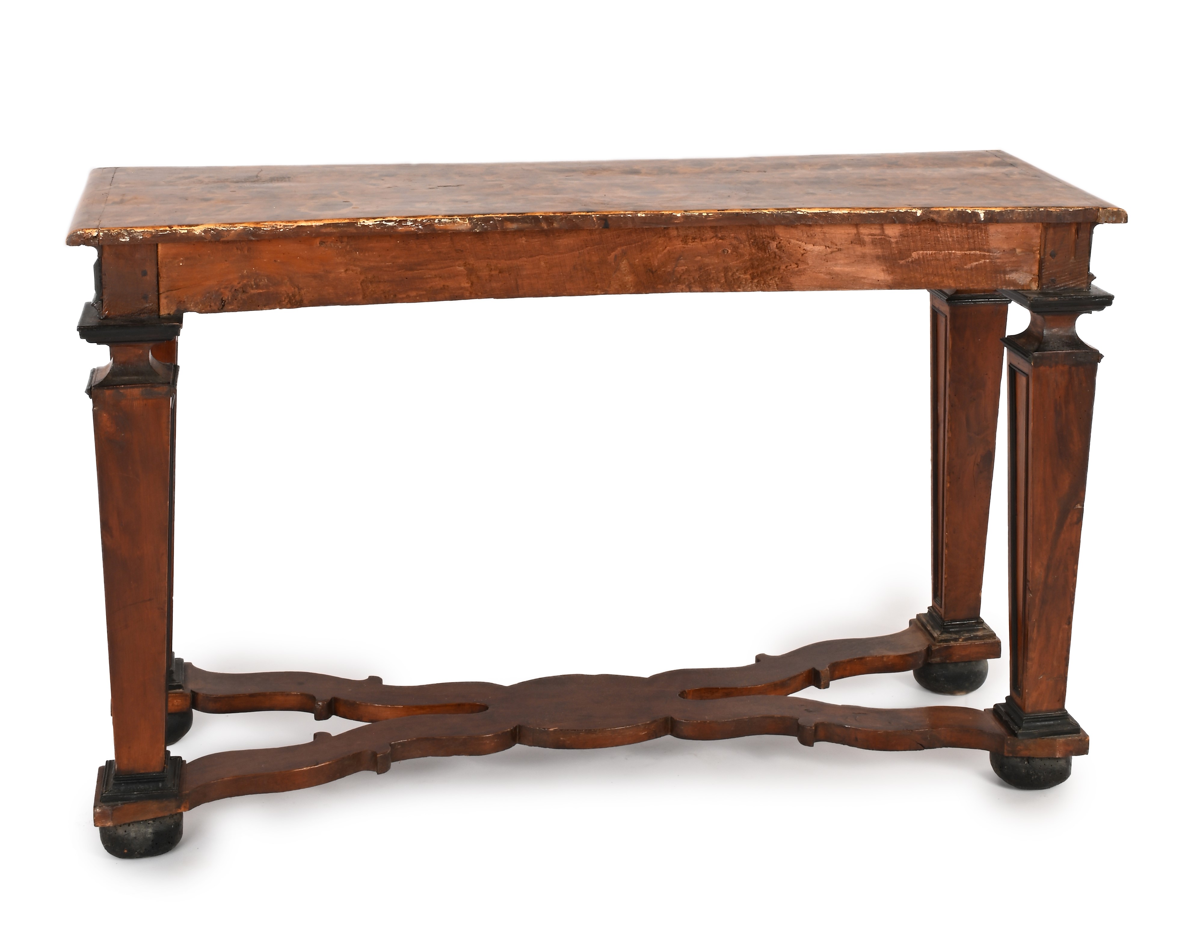 Coppia di consoles in legno con profili ebanizzati, XVIII secolo