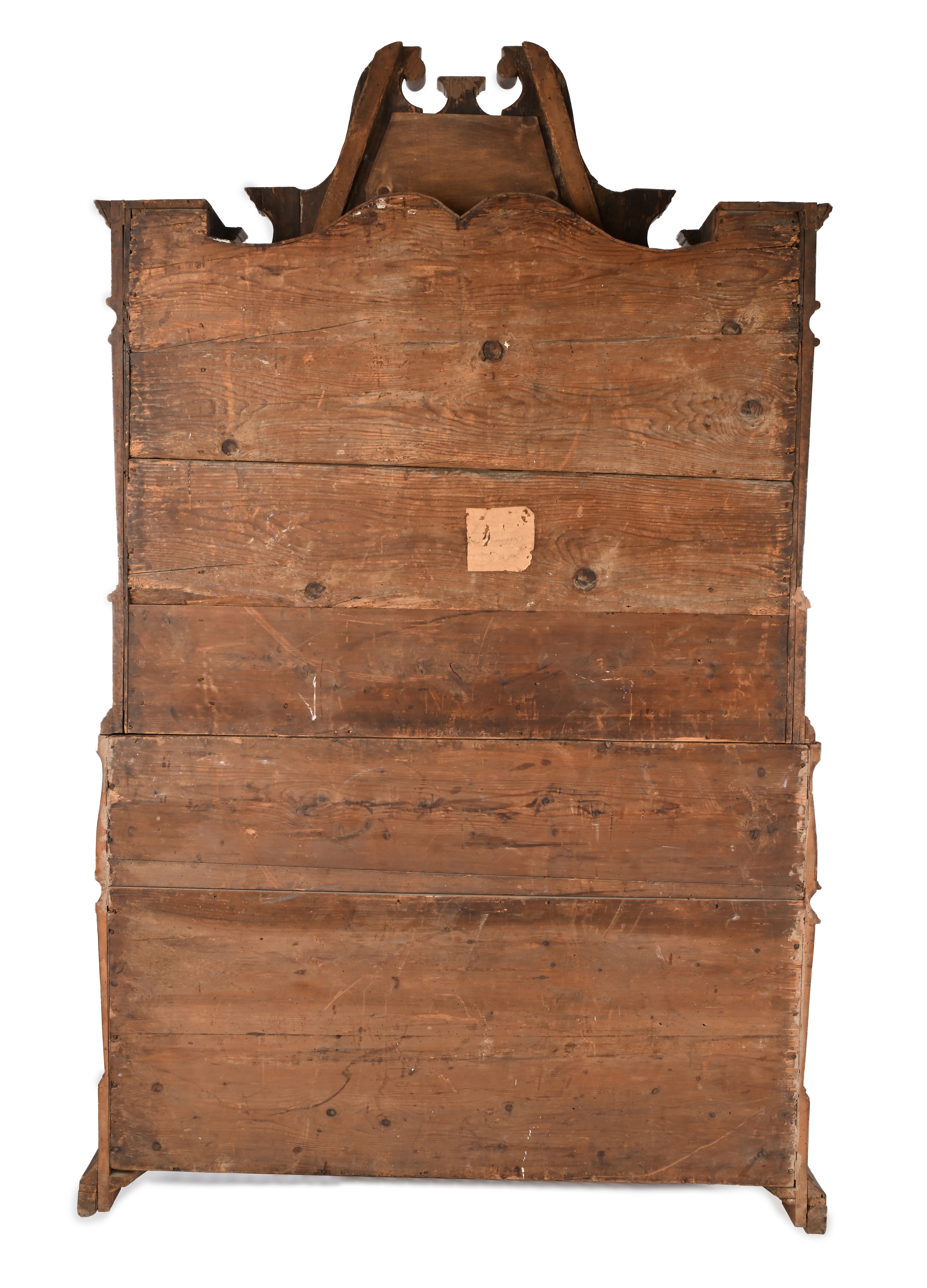 Cassettone a ribalta con alzata in noce e radica, Veneto, XVIII secolo