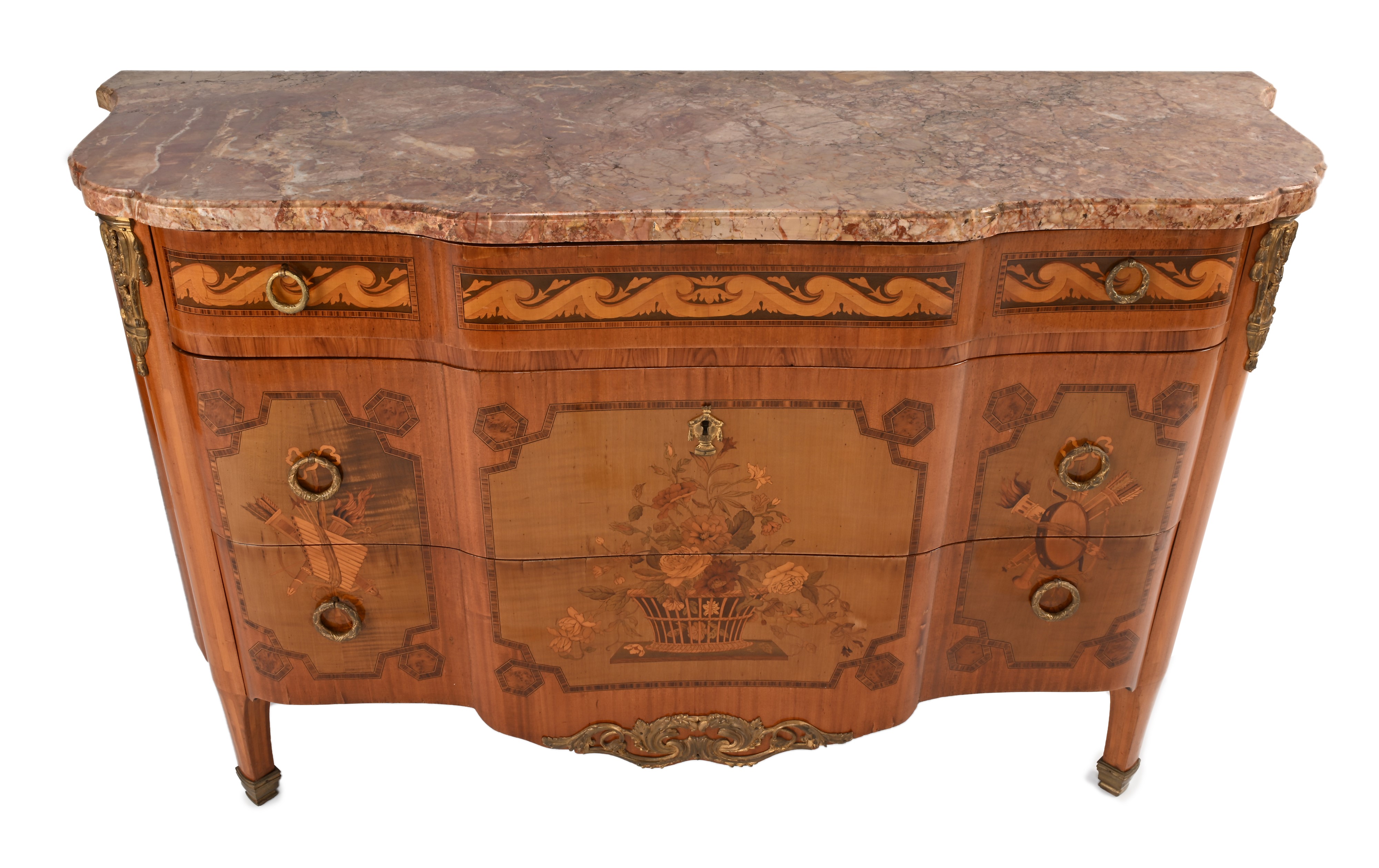 Cassettone in Legno Intarsiato, Francia, XX Secolo