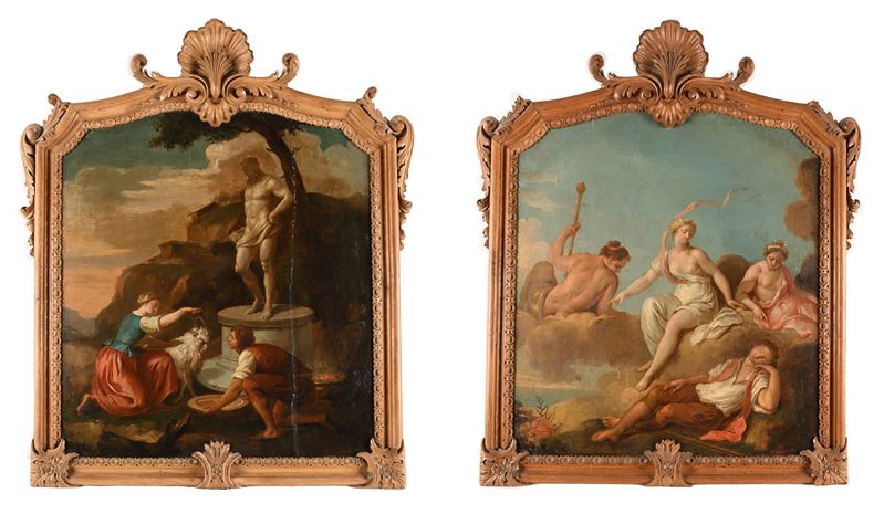 Scuola Veneta del XVIII Secolo - Coppia di Scene Mitologiche