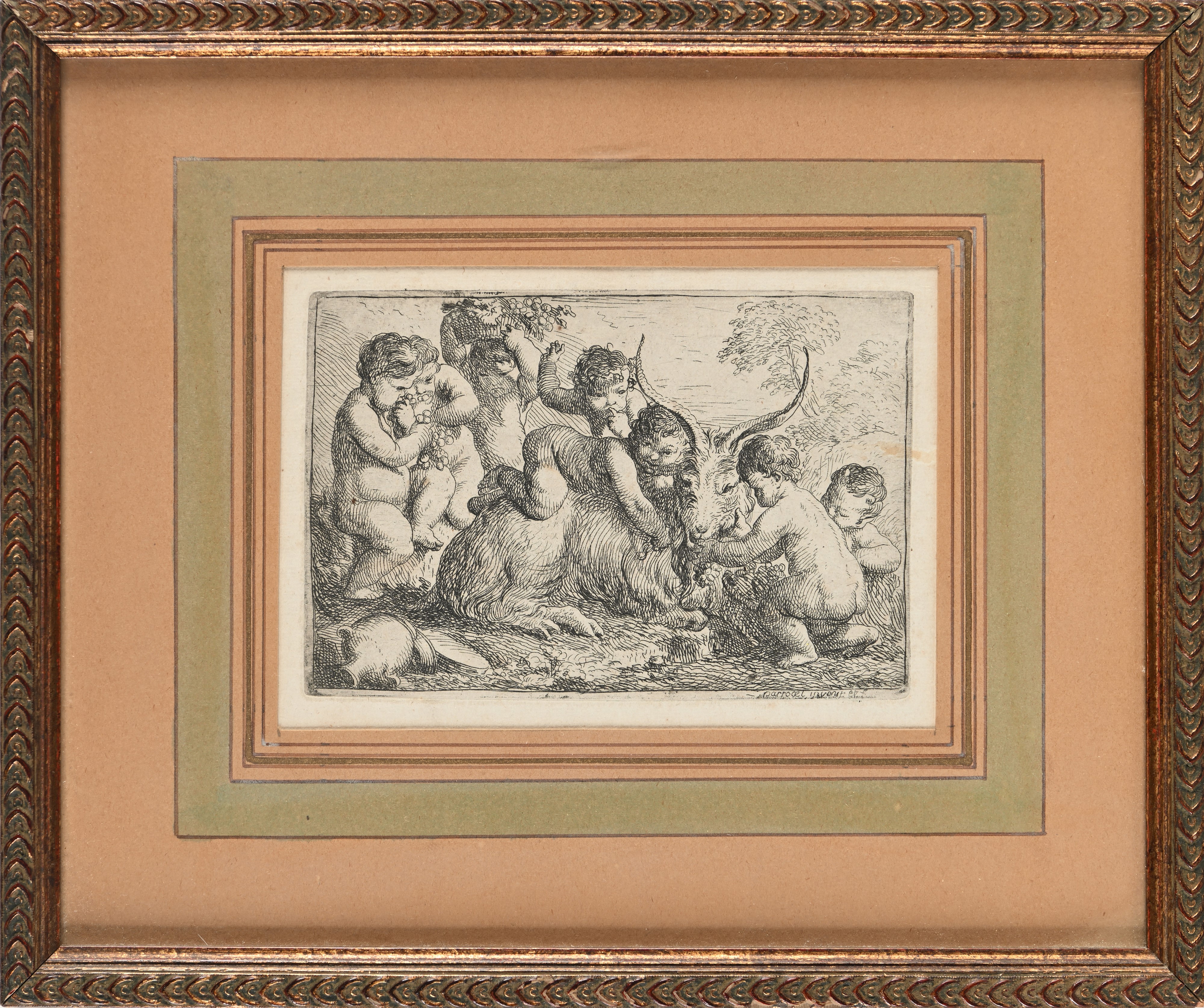 Gabriel Huquier, Pierre Parrocel - Giochi di Putti, da Francois Boucher e Baccanale con Capra e A...