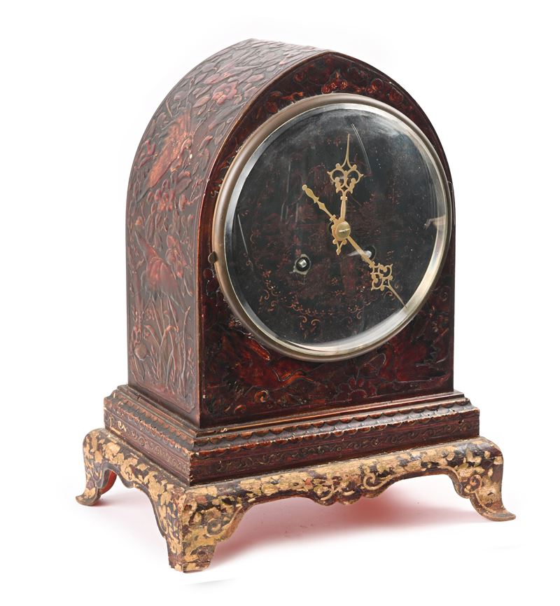 Orologio da Tavolo in Legno Laccato, Inghilterra, XIX Secolo