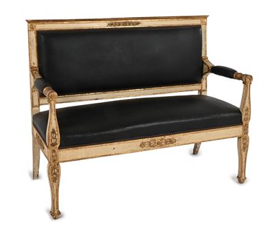Divanetto in Legno Laccato Bianco, Inizi del XIX Secolo