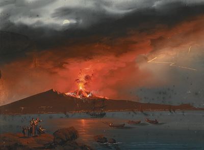 Notturno Col Vesuvio in Eruzione
