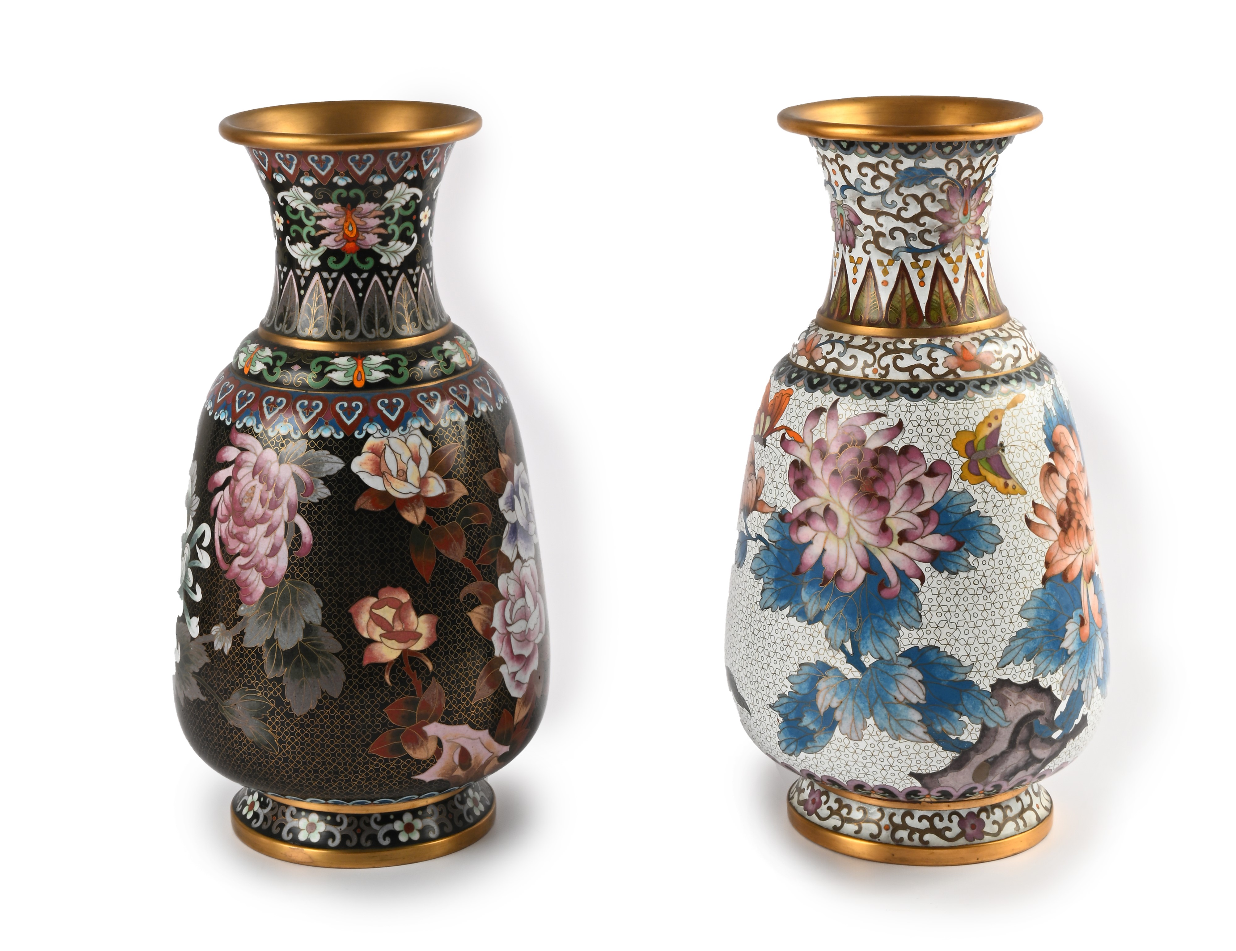 Due Vasi in Metallo Cloisonné, Cina