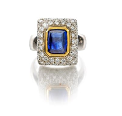 Anello in Oro, Zaffiro e Brillanti