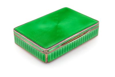 Scatola Rettangolare in Argento e Smalto Verde, Serra, Roma