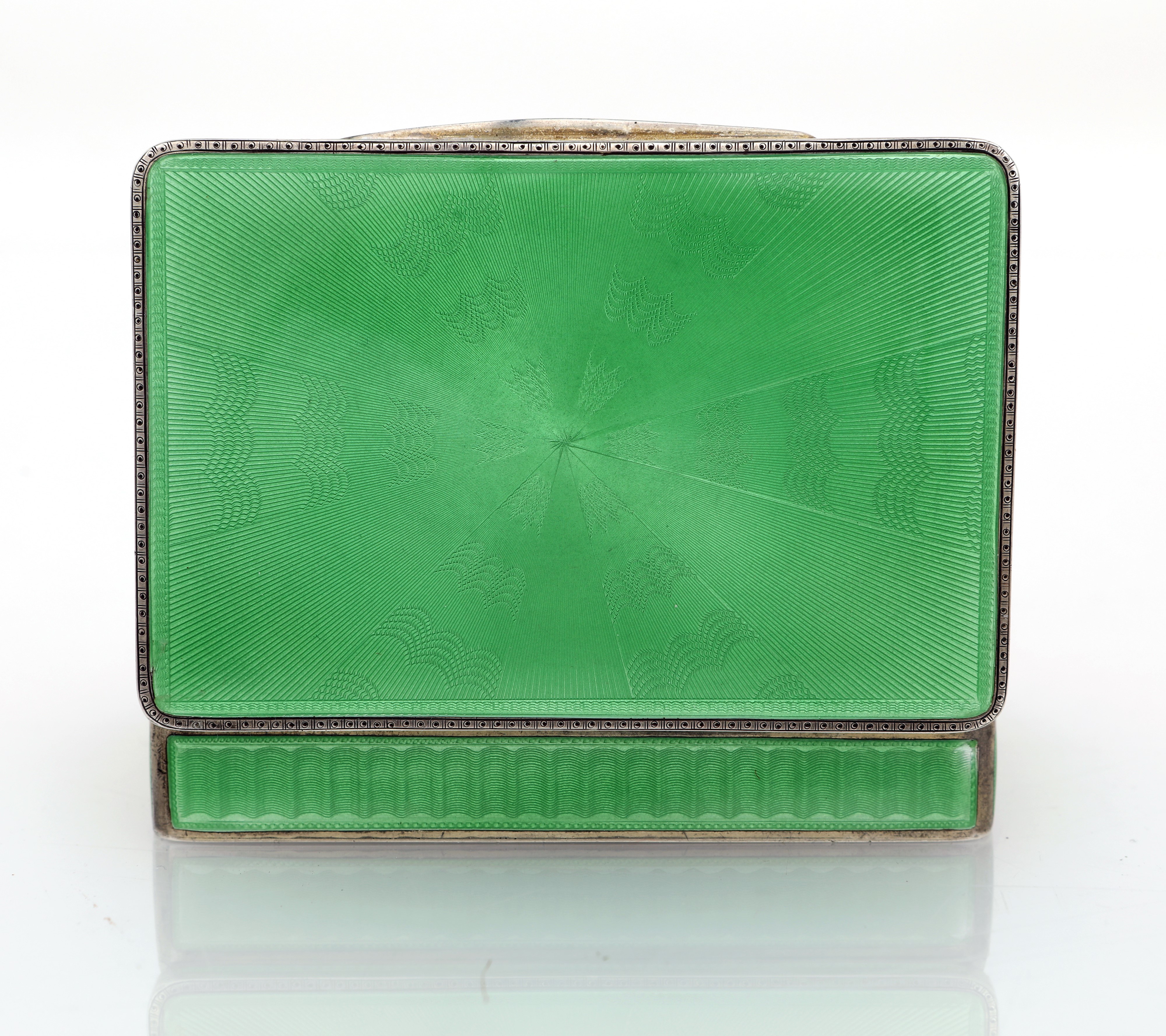 Scatola Rettangolare in Argento e Smalto Verde, Serra, Roma