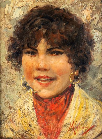 Ritratto Femminile con Orecchini D'oro