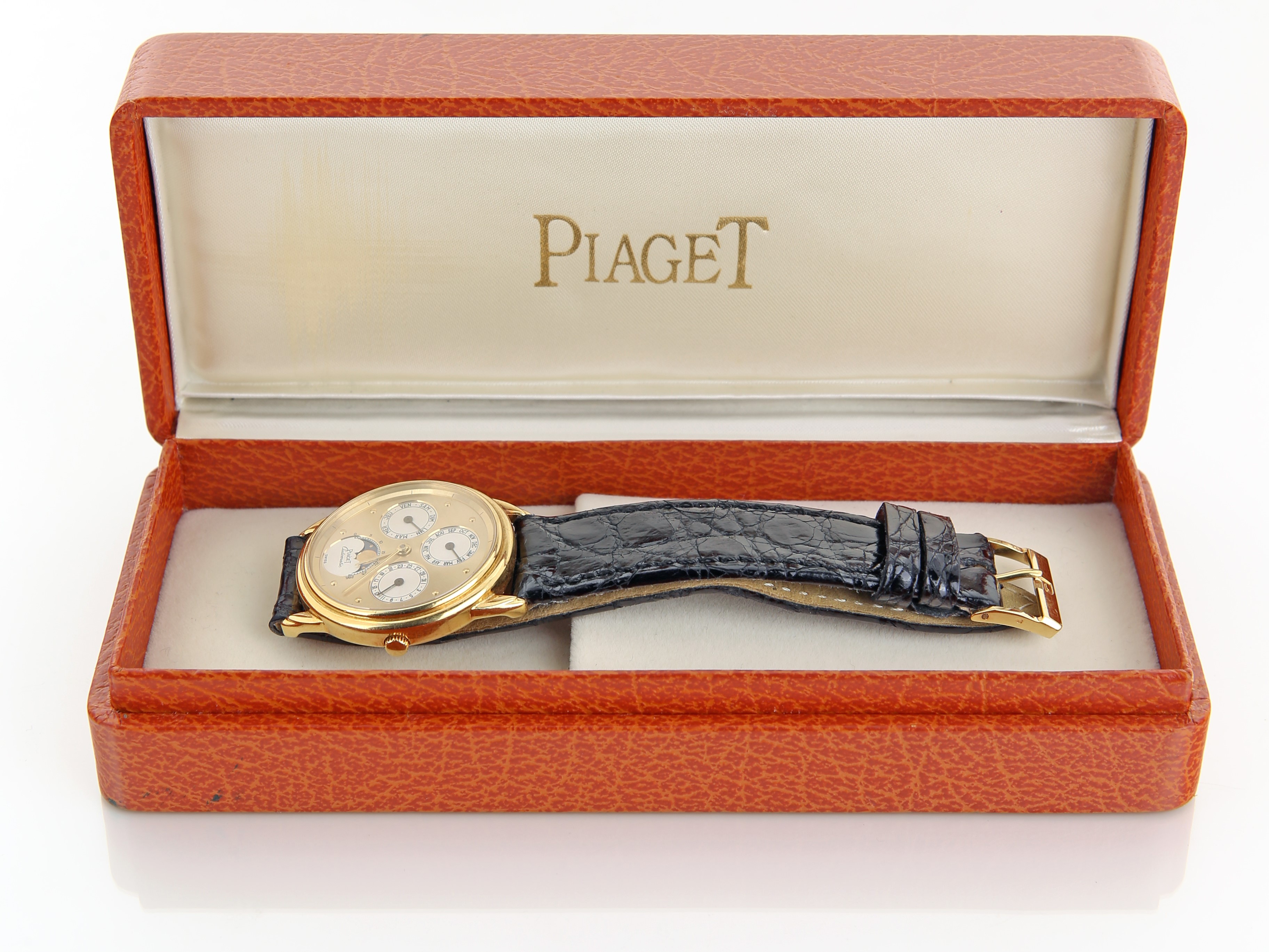 Piaget Automatic, Calendario Completo e Fasi Lunari in Oro