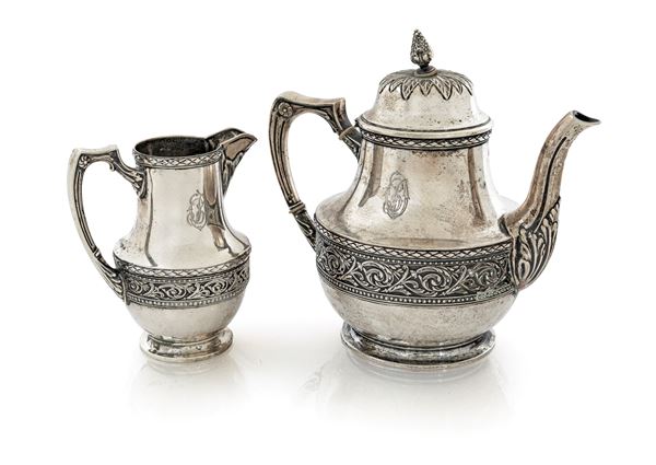 Teiera e lattiera in argento 800/000, Marty Torino