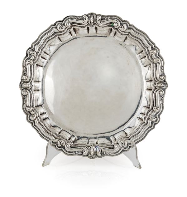 Piatto circolare in argento 800/000