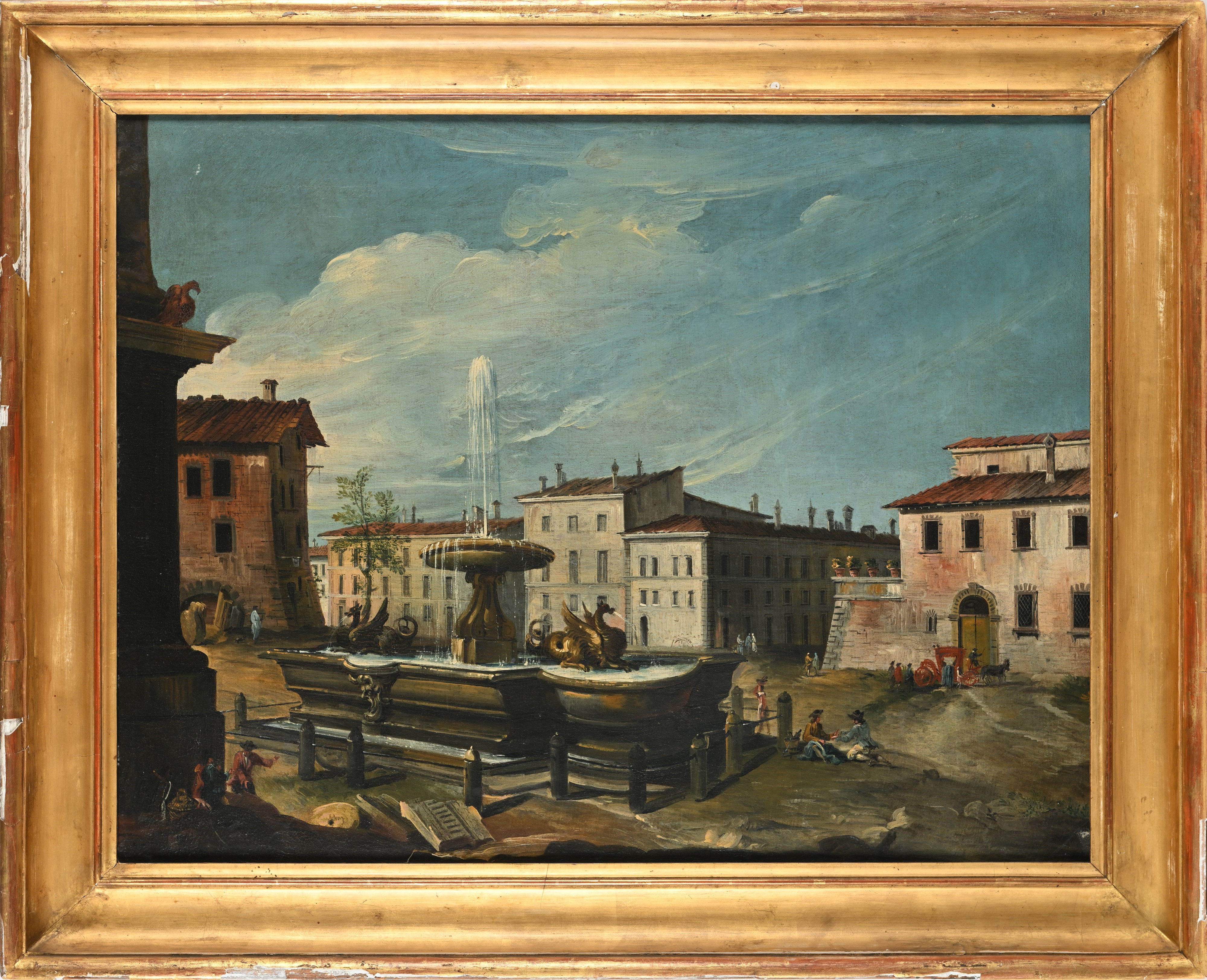 Scuola Romana del XVIII Secolo - Veduta con la Piazza di Santa Maria Maggiore